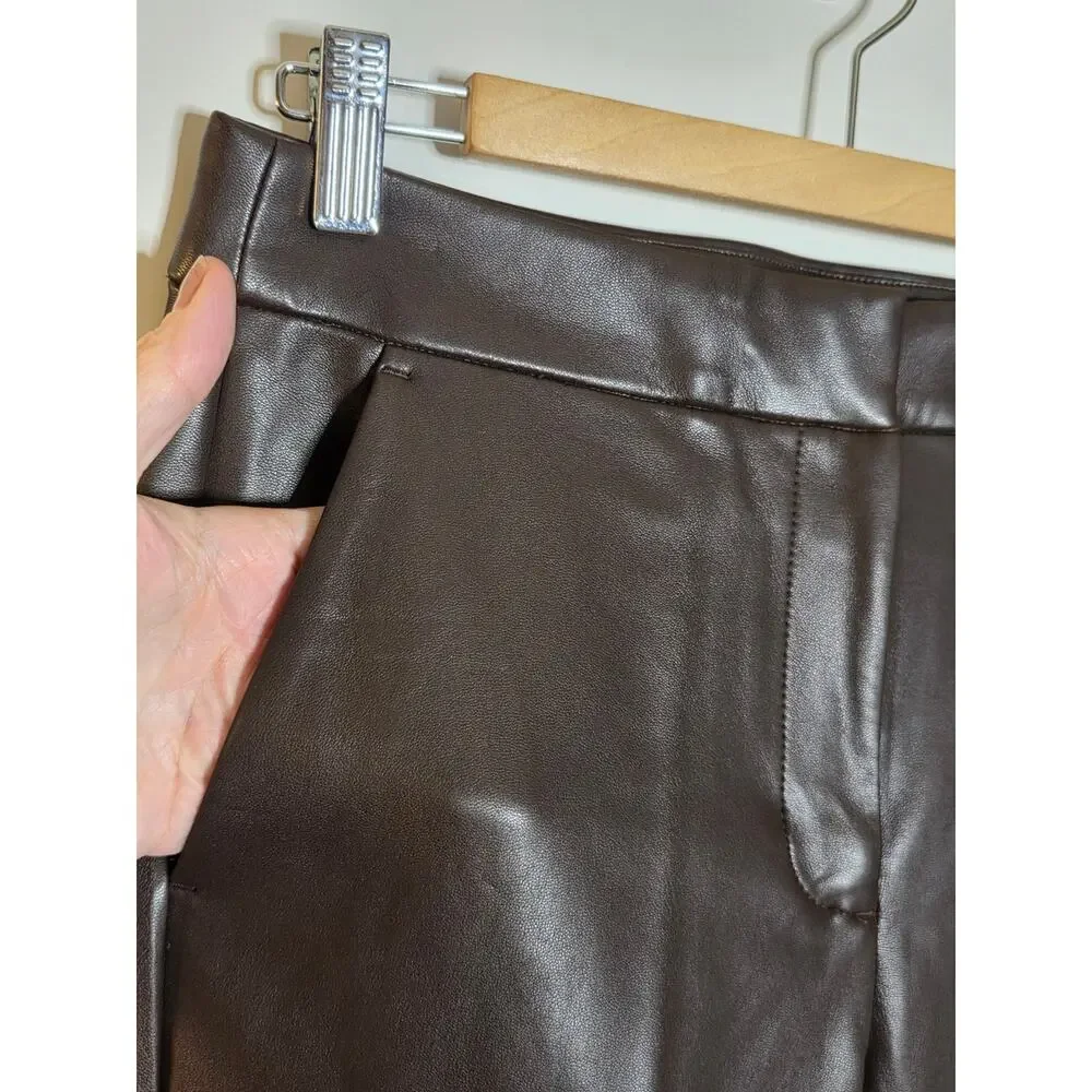 J Crew Kate straight-leg pant in faux leather‎ Women’s Brown Macchiato Size 6